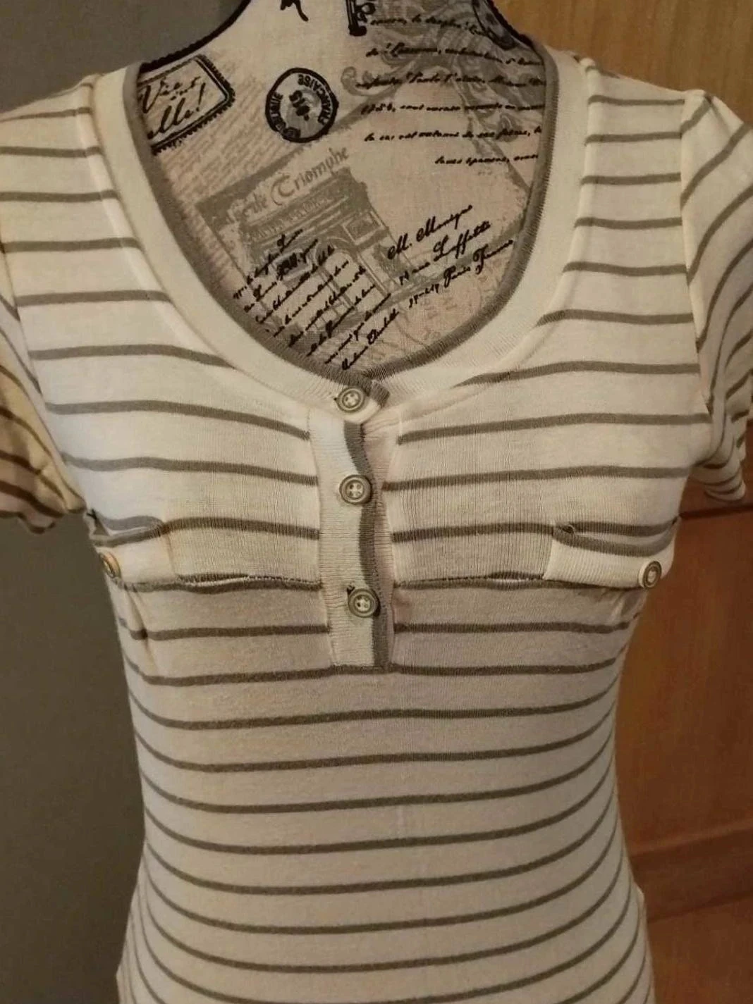 Cream/gray striped tunic, Caroll, T40 – photo 3